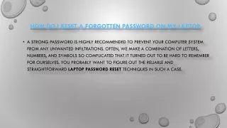 How to reset a forgotten password on Laptop?