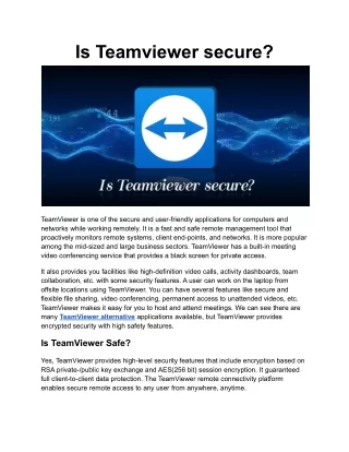 Is Teamviewer secure_