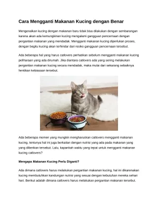 Cara Mengganti Makanan Kucing