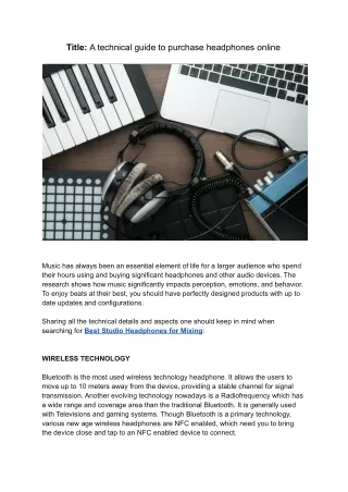 title a technical guide to purchase headphones