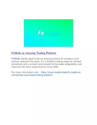 FxMode an Amazing Trading Platform