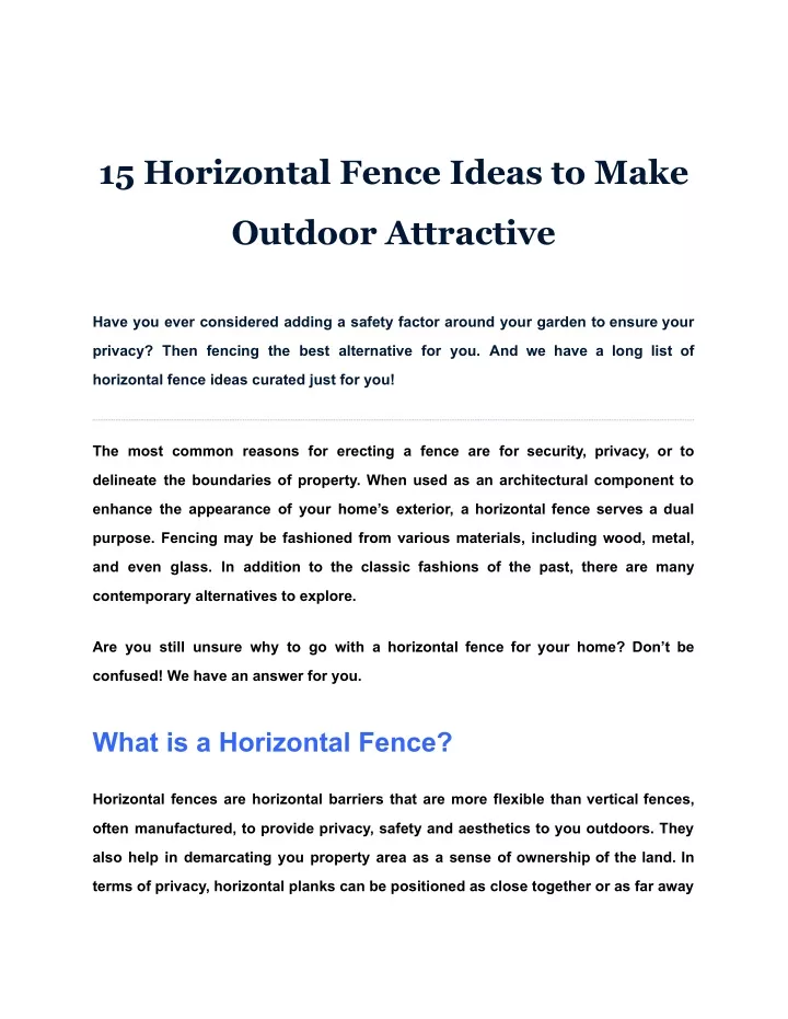 15 horizontal fence ideas to make