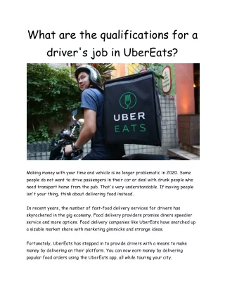 List of qualifications for a driver's job in Uber Eats