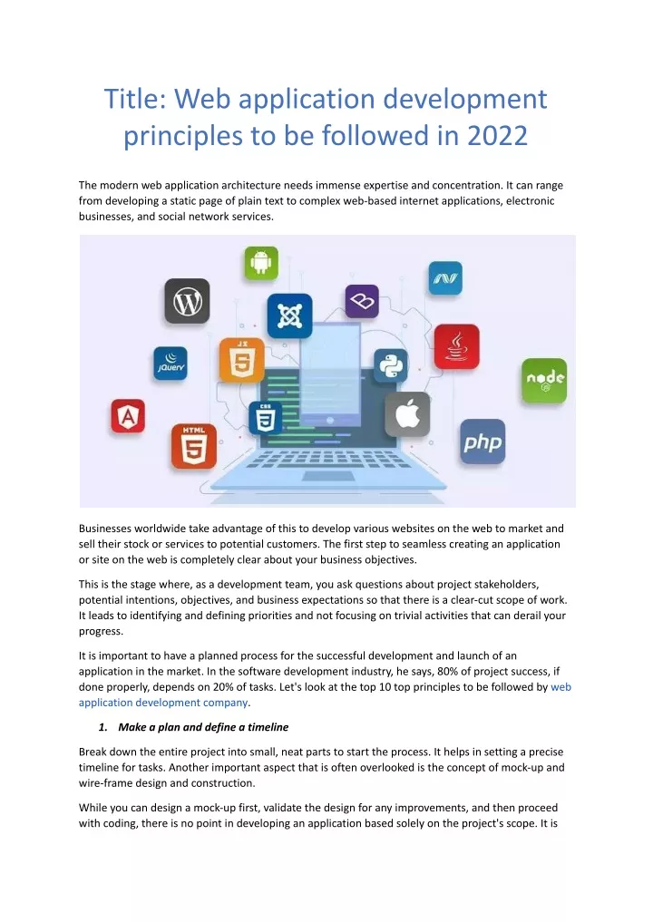 title web application development principles