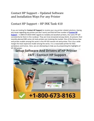 Contact HP Support - Updated Software and Installation