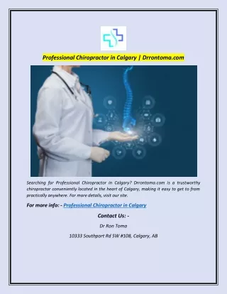 Professional Chiropractor in Calgary | Drrontoma.com