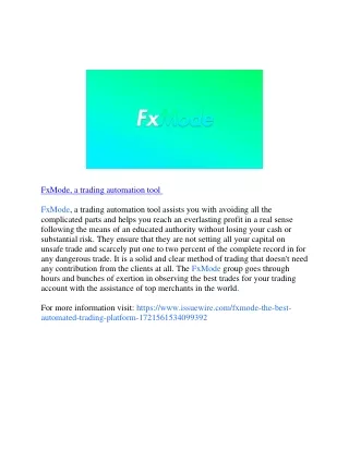 FxMode, a trading automation tool