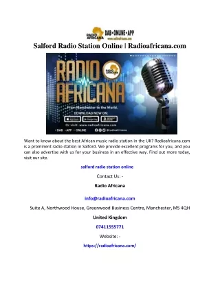 Salford Radio Station Online | Radioafricana.com