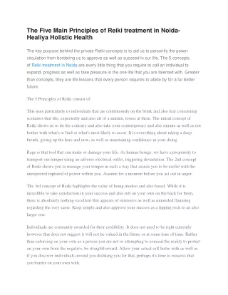 The Five Main Principles of Reiki treatment in Noida- Healiya Holistic Health