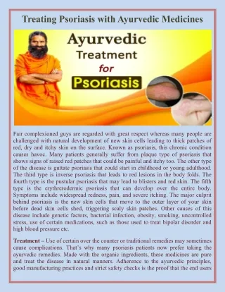 treating psoriasis with ayurvedic medicines