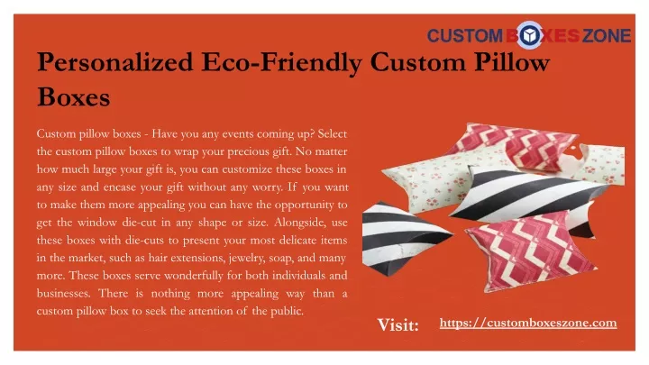 personalized eco friendly custom pillow boxes