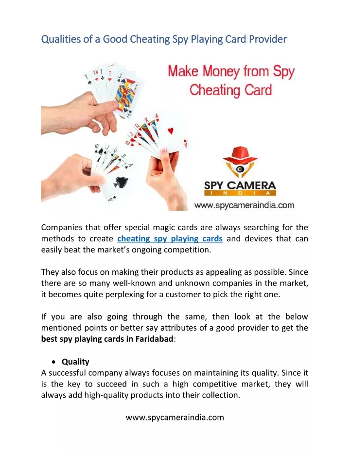 qualities of a good cheating spy playing card