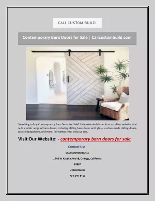 Contemporary Barn Doors for Sale | Calicustombuild.com