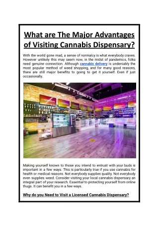 What are The Major Advantages of Visiting Cannabis Dispensary