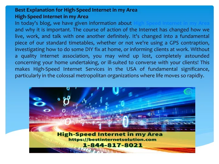 best explanation for high speed internet