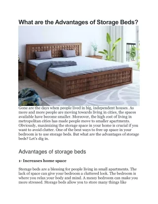 What are the Advantages of Storage Beds