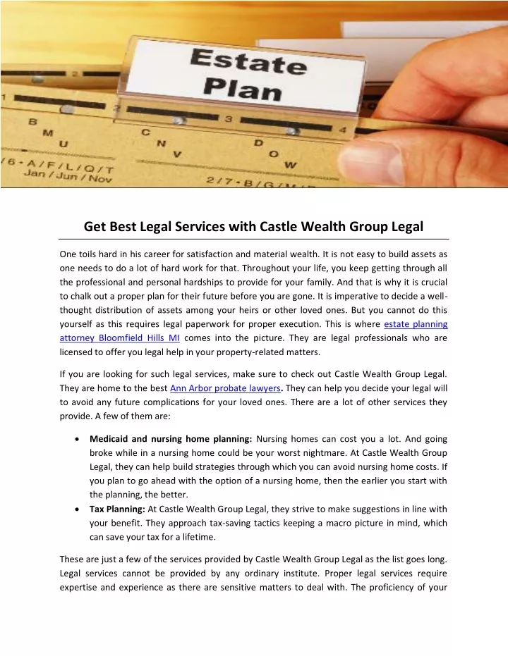 get best legal services with castle wealth group