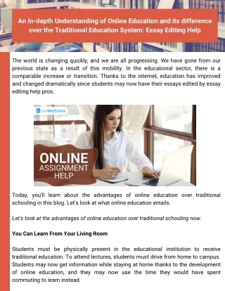 Blog-A In-depth Understanding of Online Education and its difference over the Traditional Education System Essay Editing