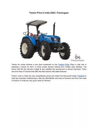Tractor Price In India 2022 | Tractorgyan
