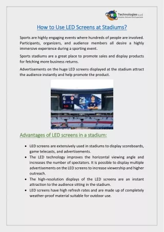 how to use led screens at stadiums