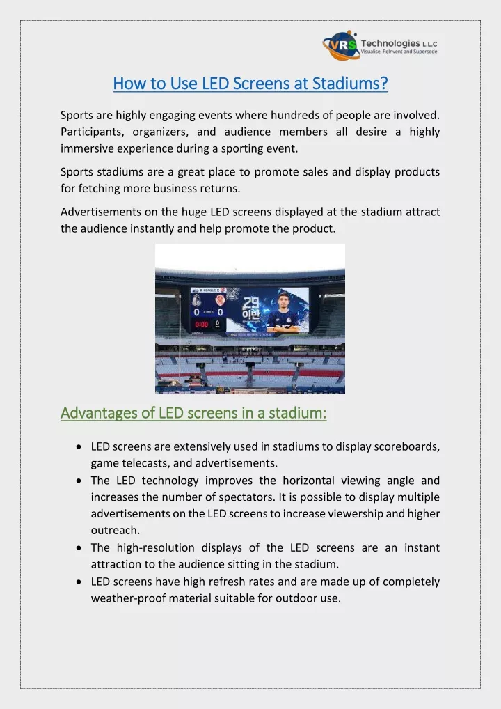 how to use led screens at stadiums