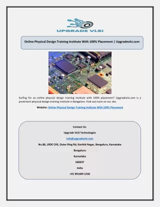online physical design training institute with