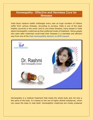 homeopathy effective and harmless cure