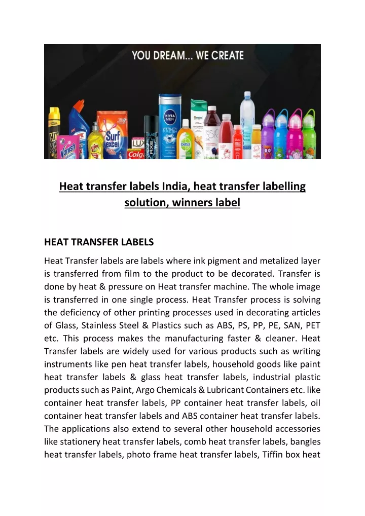 heat transfer labels india heat transfer