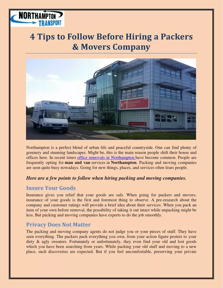 4 tips to follow before hiring a packers movers