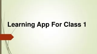 Learning App For Class 1