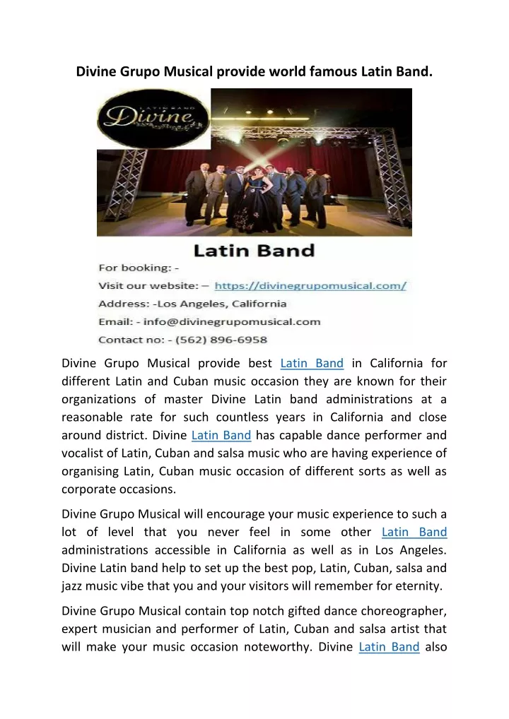 divine grupo musical provide world famous latin