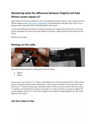ALERT!! Of The Fake iPhone Screen Repairs. 5 Essential Points To Keep In Mind.