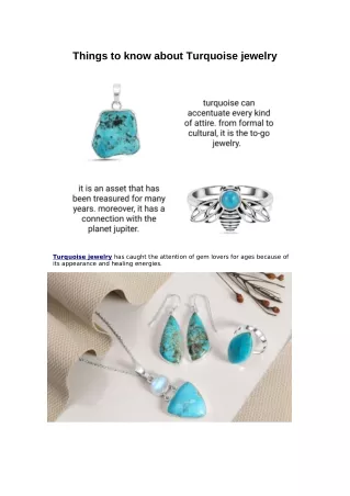 THINGS TO KNOW ABOUT TURQUOISE JEWELRY