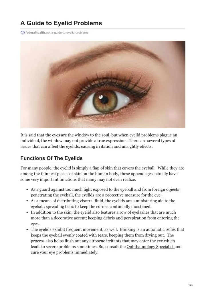 a guide to eyelid problems