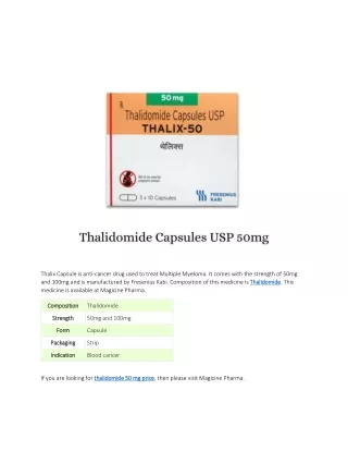 thalix capsule is anti cancer drug used to treat