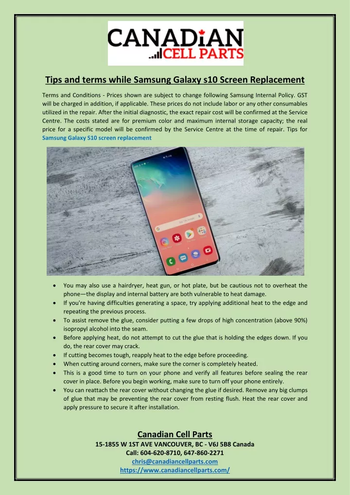 tips and terms while samsung galaxy s10 screen