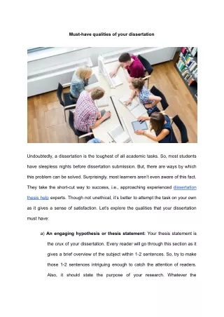 must have qualities of your dissertation