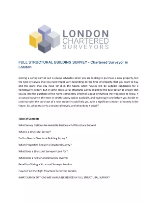 full structural building survey chartered