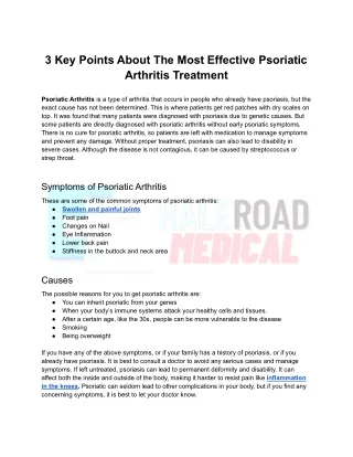 3 Key Points About The Most Effective Psoriatic Arthritis Treatment