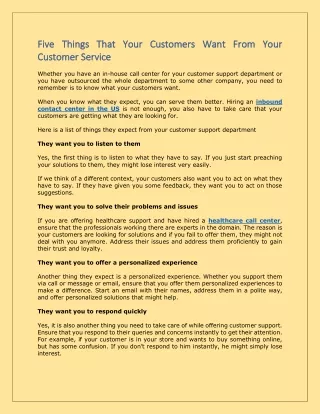 Five Things That Your Customers Want From Your Customer Service