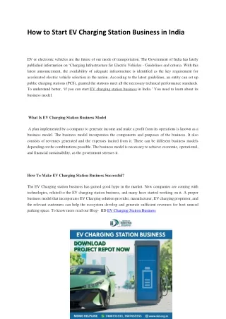 how to start ev charging station business in india