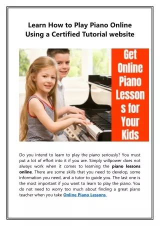 Use Online Piano Lessons and Learn How to Play Piano (Blog)