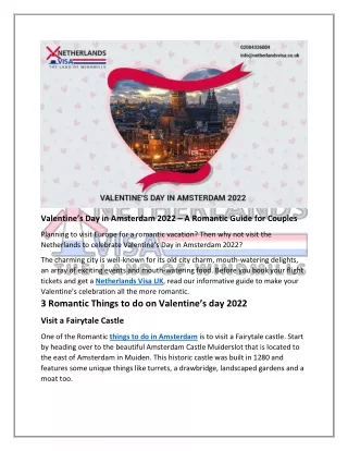 Valentine’s Day in Amsterdam 2022 – Romantic Things to Do