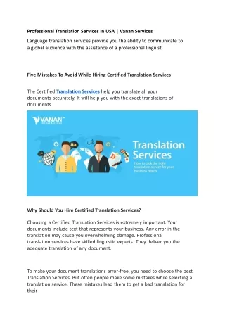 Translation Services in USA