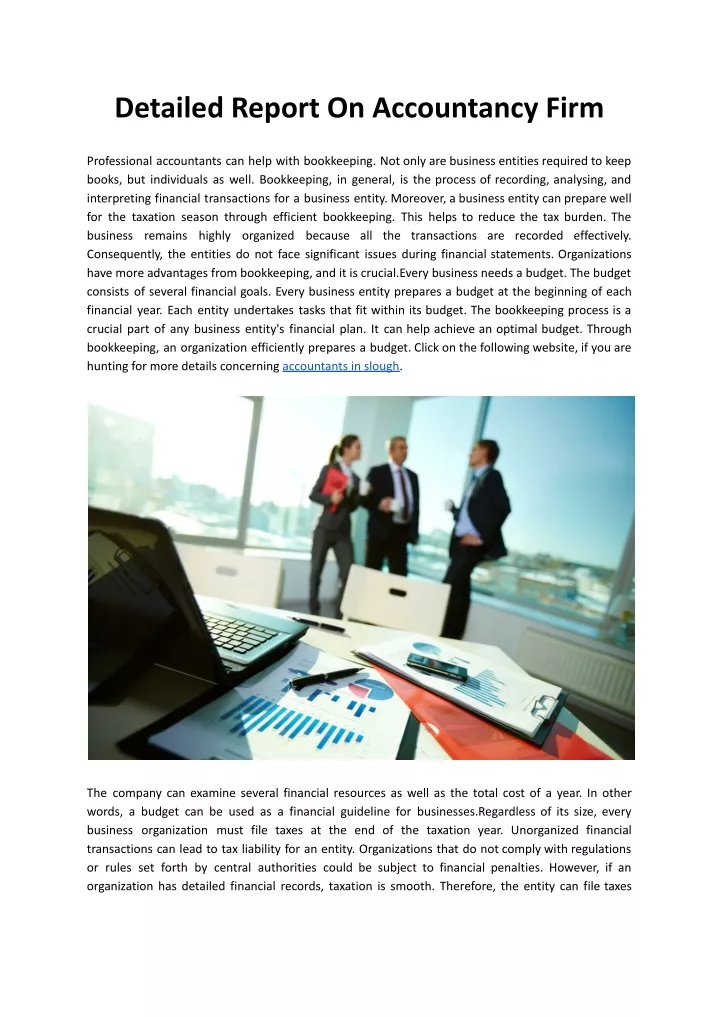 detailed report on accountancy firm