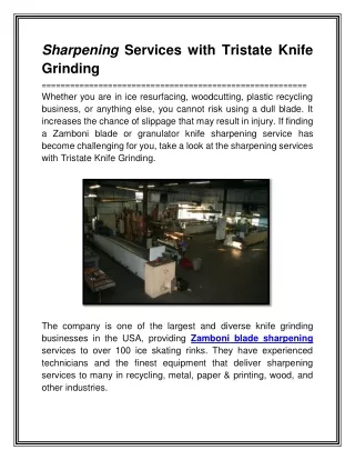 SHARPENING SERVICES with Tristate Knife Grinding