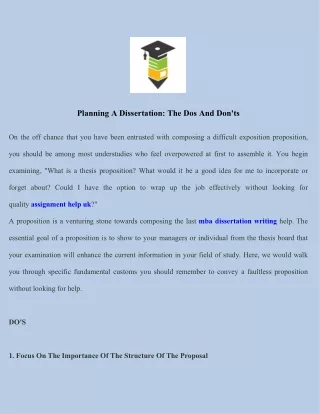 planning a dissertation the dos and don ts