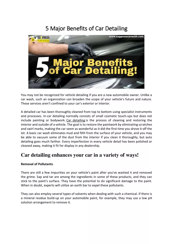 5 major benefits of car detailing 5 major