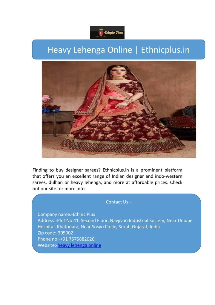 heavy lehenga online ethnicplus in