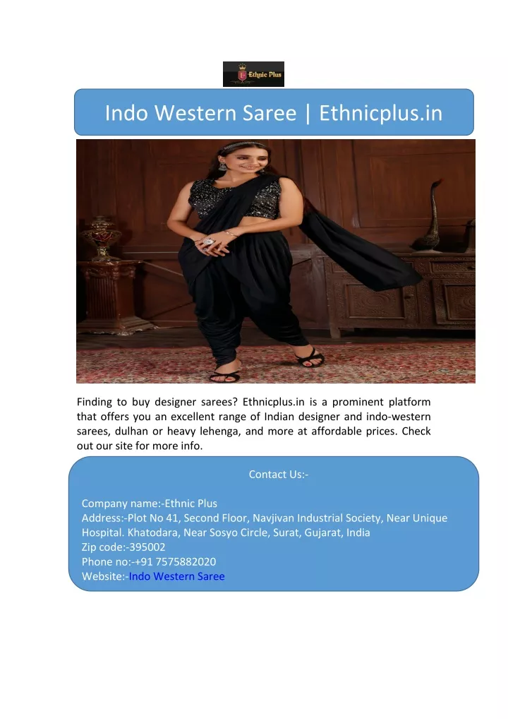 indo western saree ethnicplus in